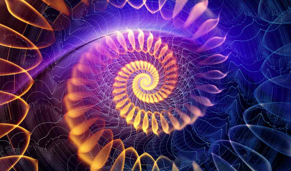 Spirale bleue et mauve-flux spirituel ondes lumineuses